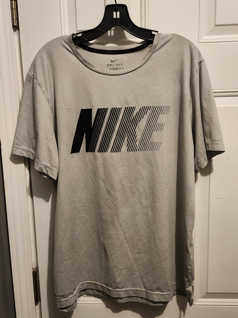 Nike Men's Light Gray Dri-FIT Short Sleeve Logo Tee